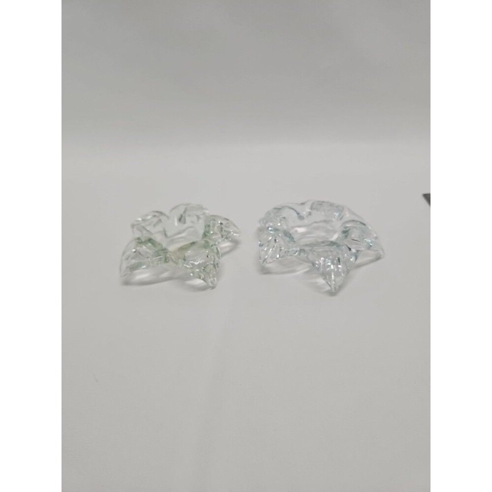 Set of 2 Langsam-Billig Glass Flower Petals Tealight Candle Holders